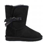 UGG Classic Knot Short Black Leather Bow