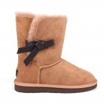 UGG Classic Knot Short Stormy Grey Leather Bow