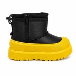 UGG Kids Hybrid Mini Zip Leather Black Summer Wheat